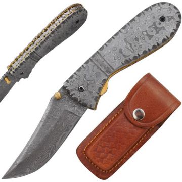 Wild Turkey Handmade Damascus Folding Knife (DM-3331)